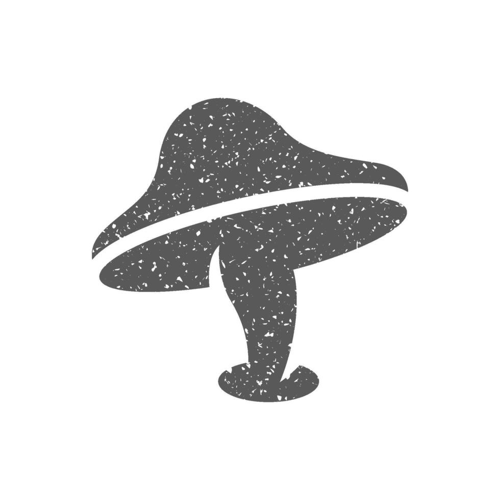 Mushroom icon in grunge texture vector illustration