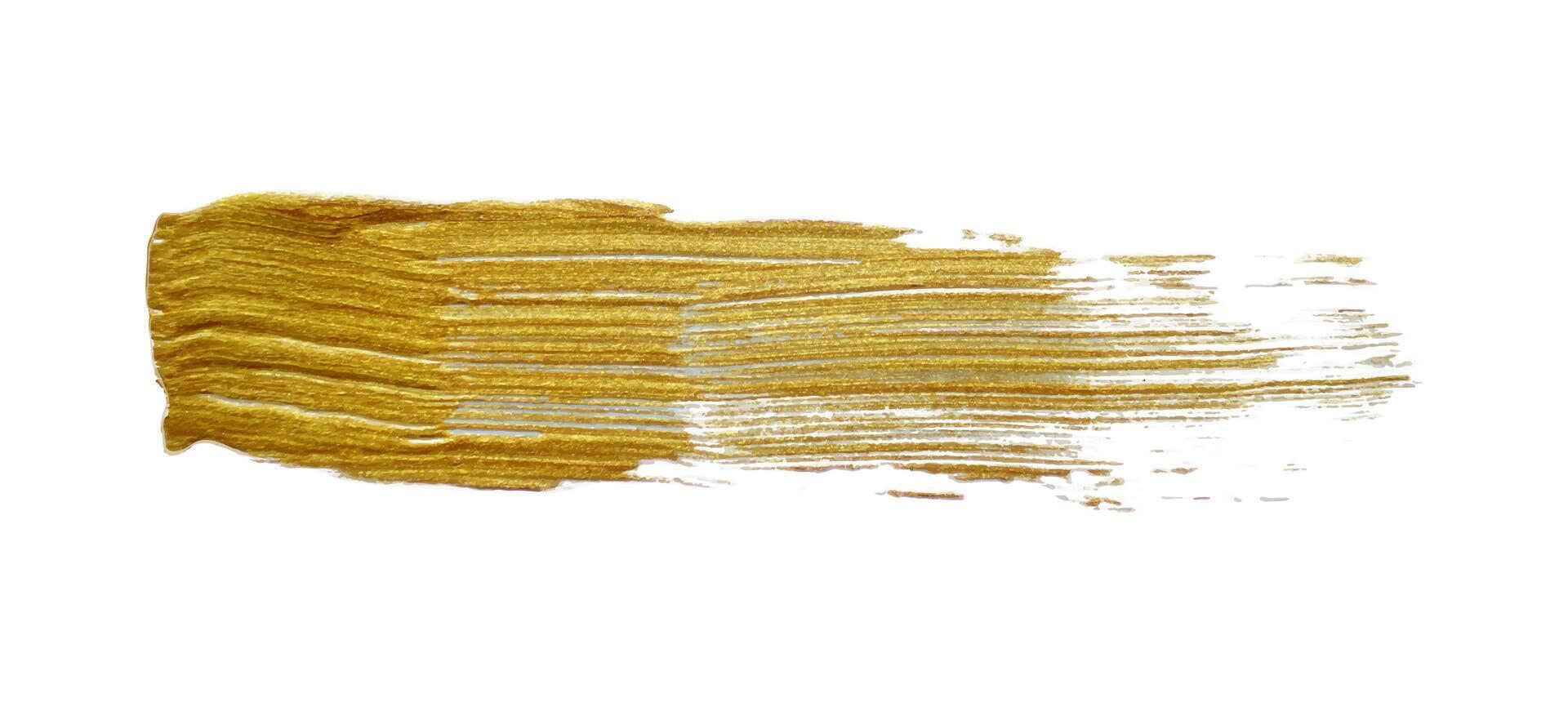 Realistic gold glitter painting brush. Hand drawing vector illustration.