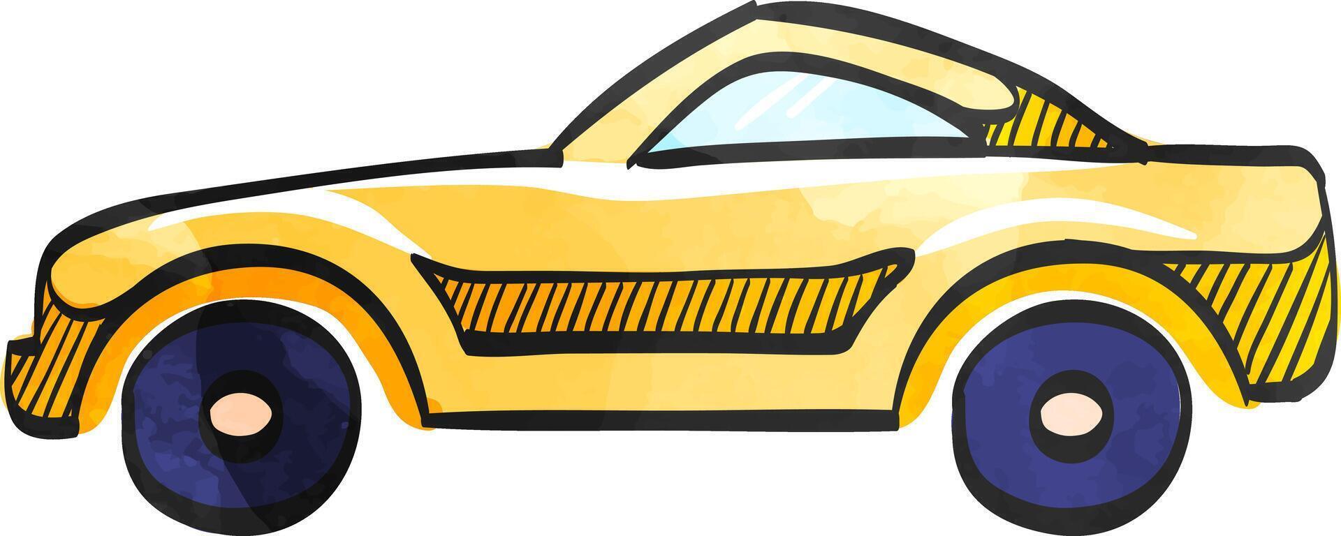 Sport car icon in watercolor style. vector