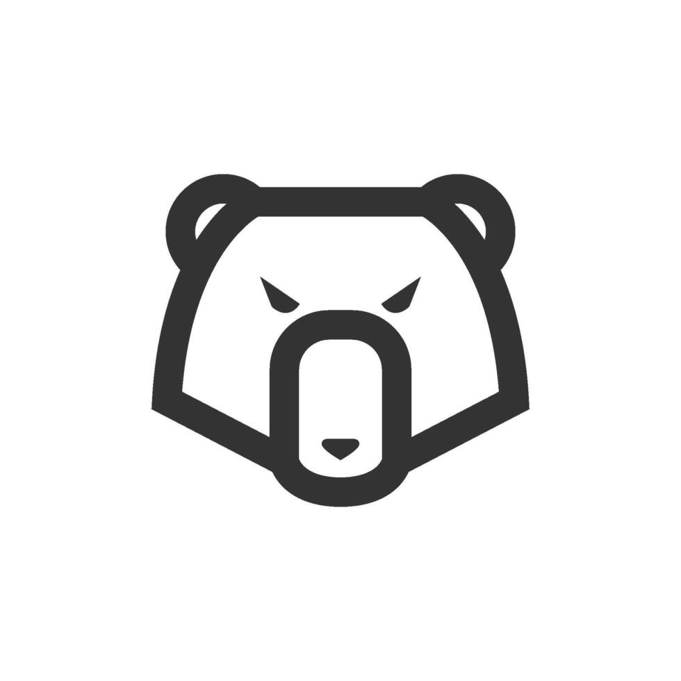 oso icono en grueso contorno estilo. negro y blanco monocromo vector ilustración.