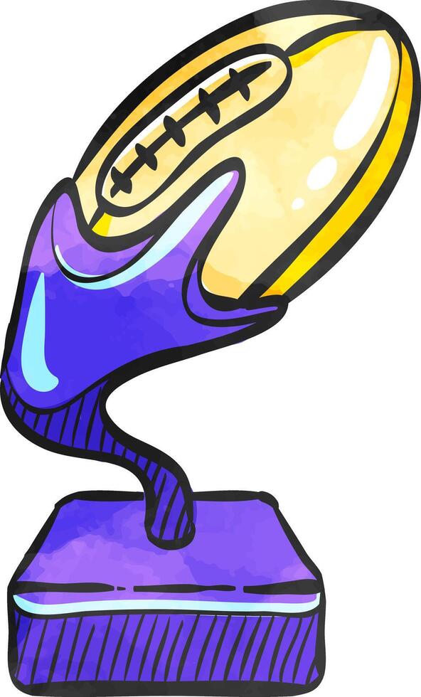 American football trophy icon in color drawing. Winner, champion vector