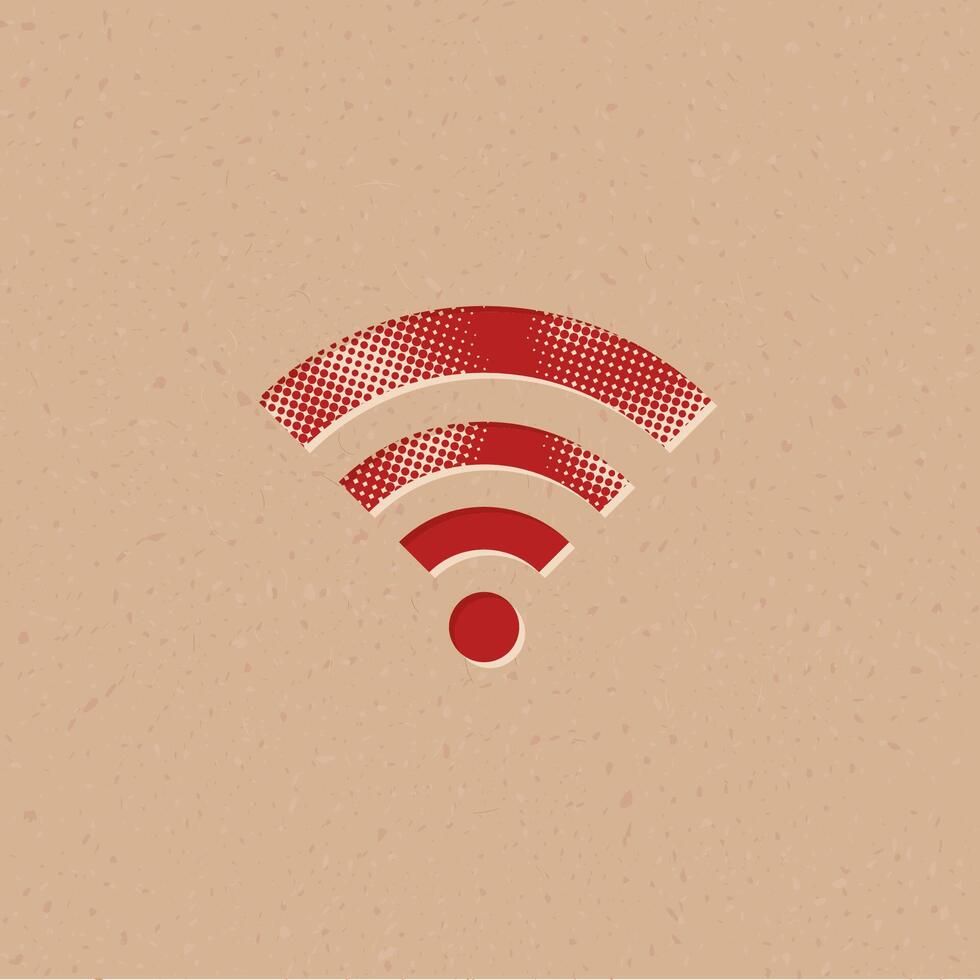 Wifi symbol halftone style icon with grunge background vector illustration