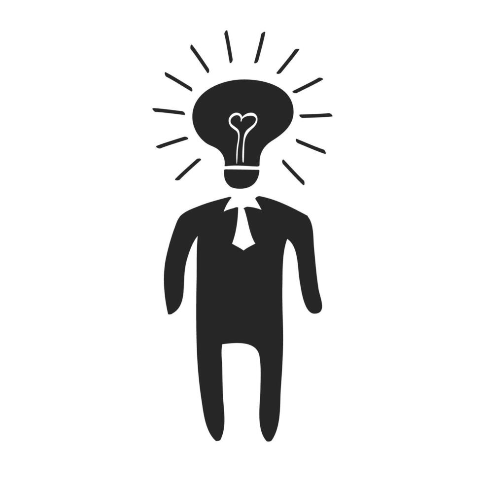 Hand drawn Light bulb head vector illustration