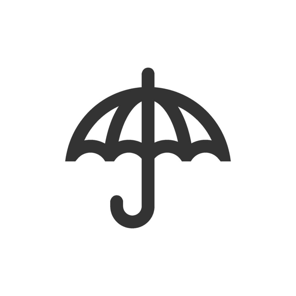 Umbrella icon in thick outline style. Black and white monochrome vector illustration.