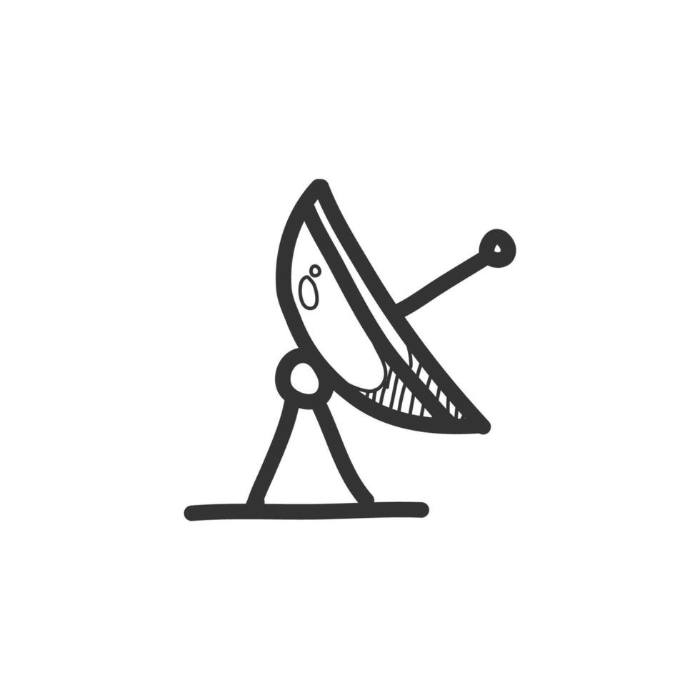 Satellite receiver icon in hand drawn doodle vector