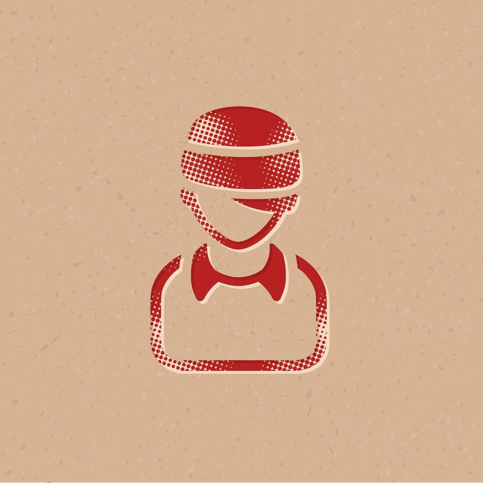 Injured head halftone style icon with grunge background vector illustration