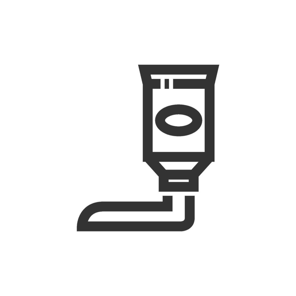 Paint tube icon in thick outline style. Black and white monochrome vector illustration.