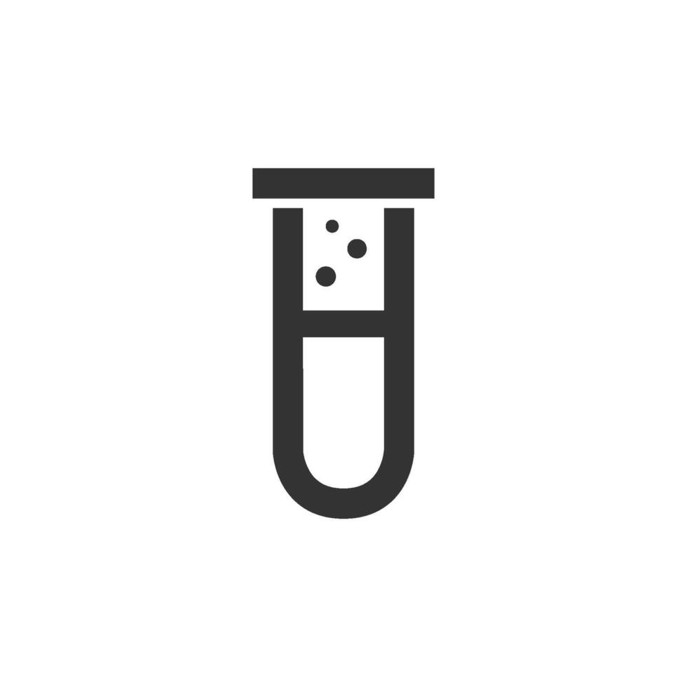 Test tube icon in thick outline style. Black and white monochrome vector illustration.