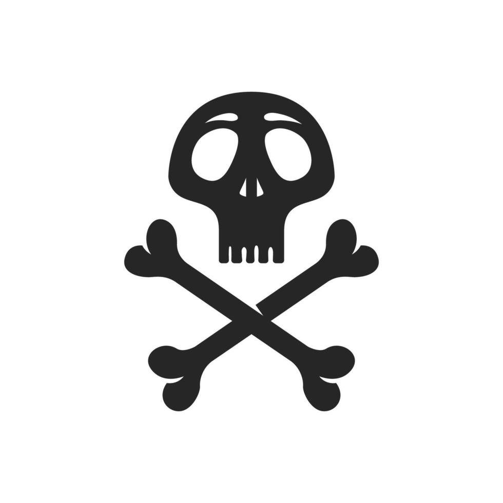 humano cráneo y huesos icono en negro y blanco vector