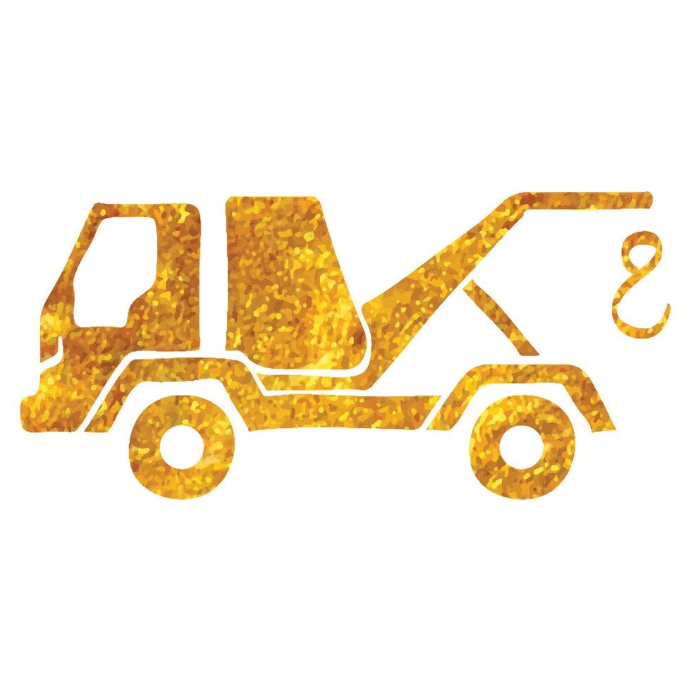 Hand drawn Tow icon in gold foil texture vector illustration