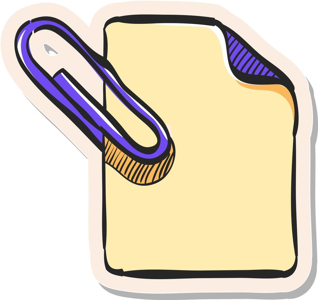 Hand drawn Attachment file icon in sticker style vector illustration