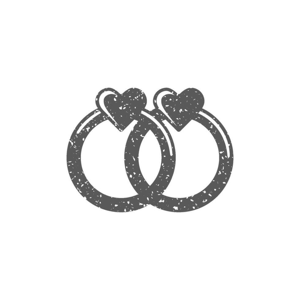 Boda anillo icono en grunge textura vector ilustración