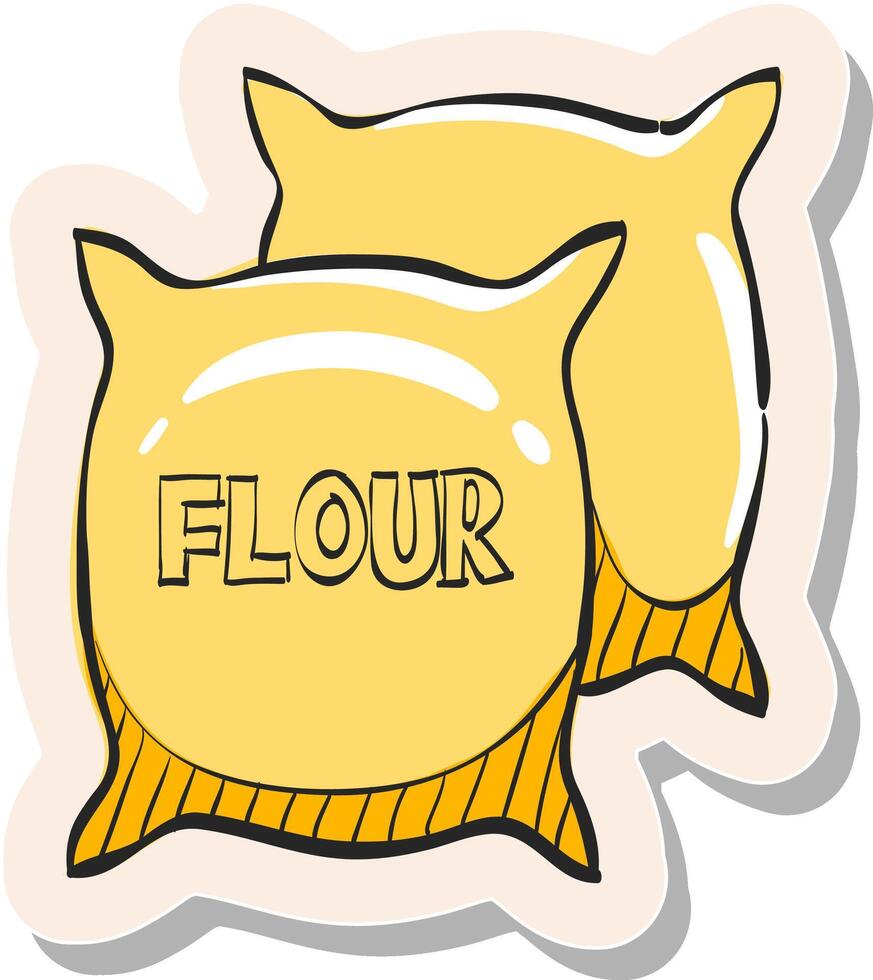 Hand drawn Flour sack icon in sticker style vector illustration