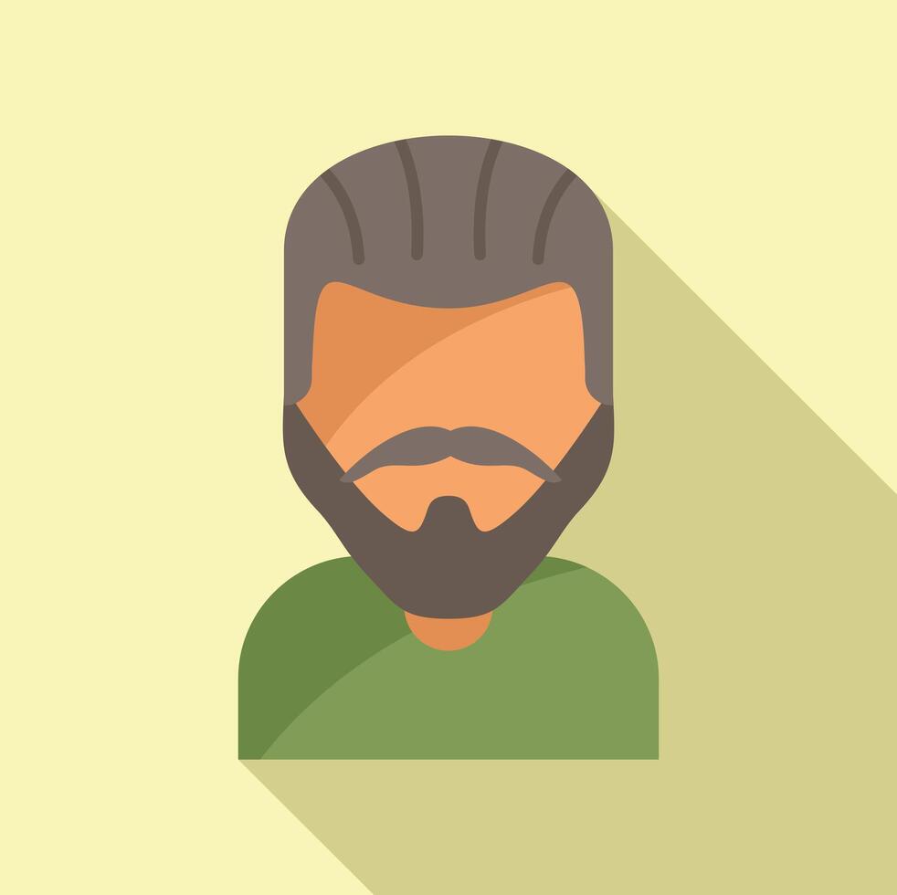 Model beard man icon flat vector. Adult portrait vector