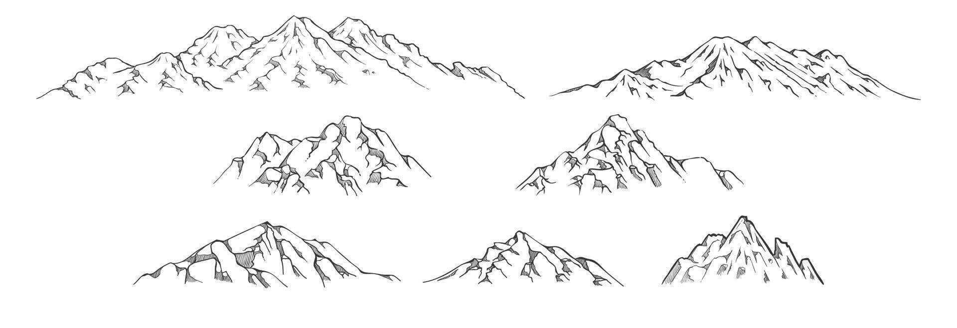 hand drawn doodle sketch mountains vector illustration