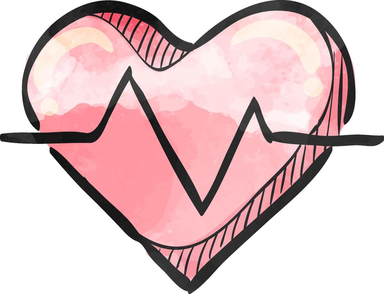 Heart rate icon in color drawing. Human pulse line beep graph vector