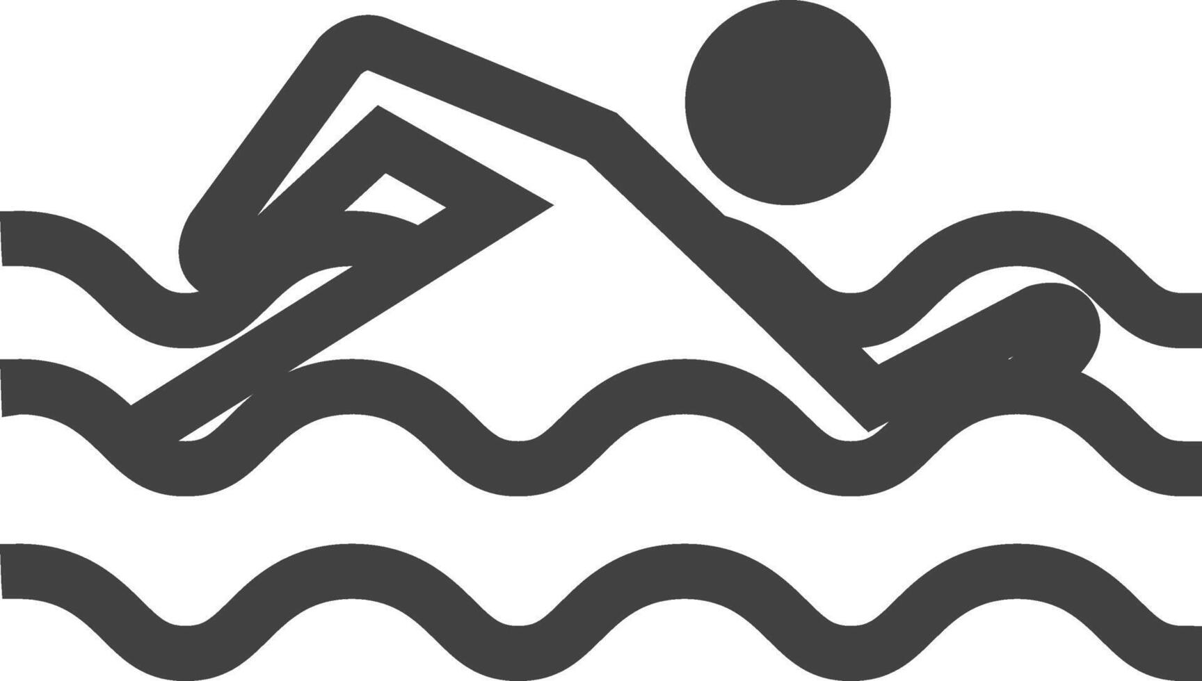 Man swimming icon in thick outline style. Black and white monochrome vector illustration.