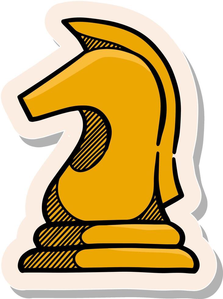 mano dibujado caballo ajedrez icono en pegatina estilo vector ilustración