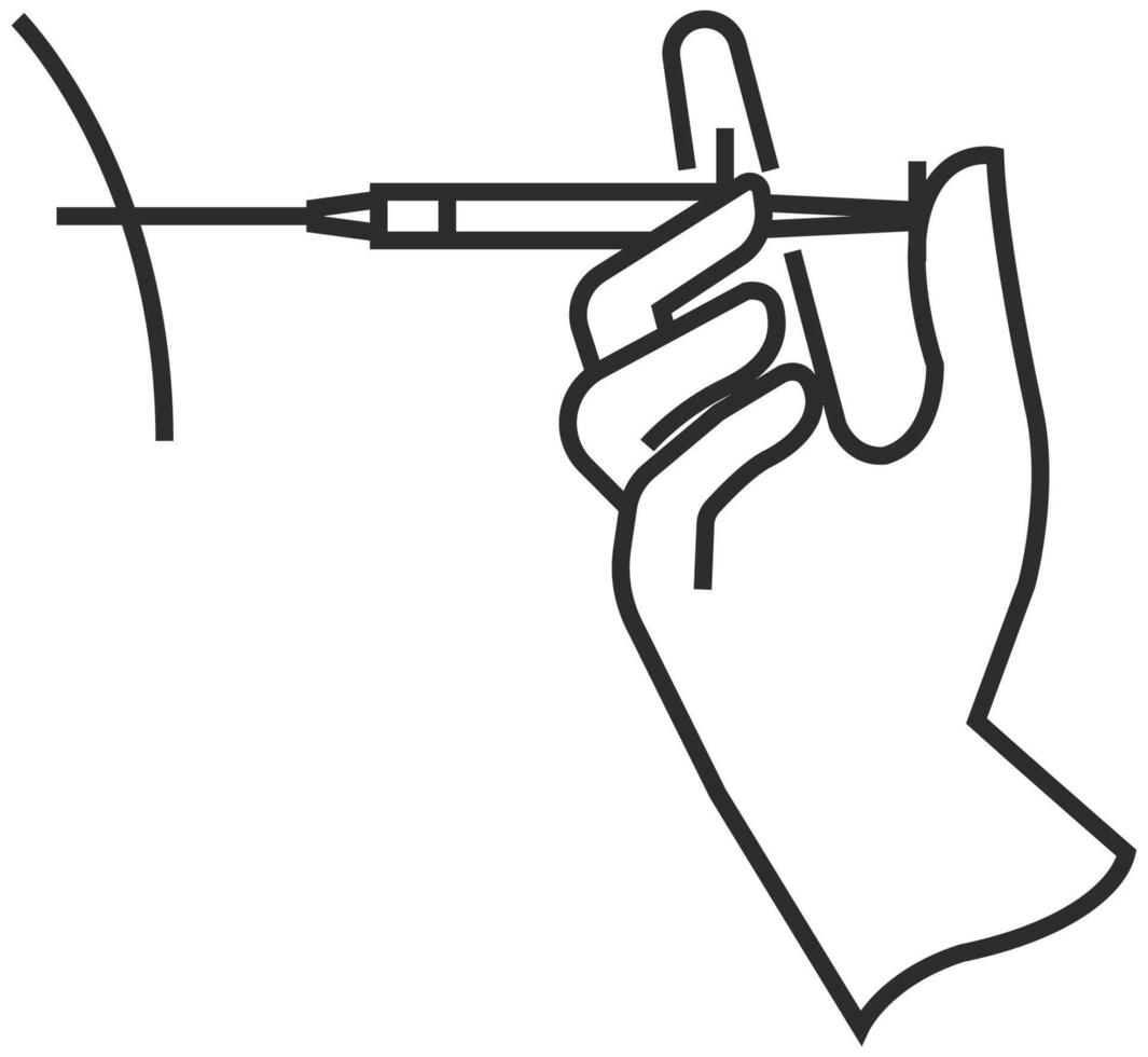 Vaccination icon in thin outline. Vaccine injection using syringe. vector