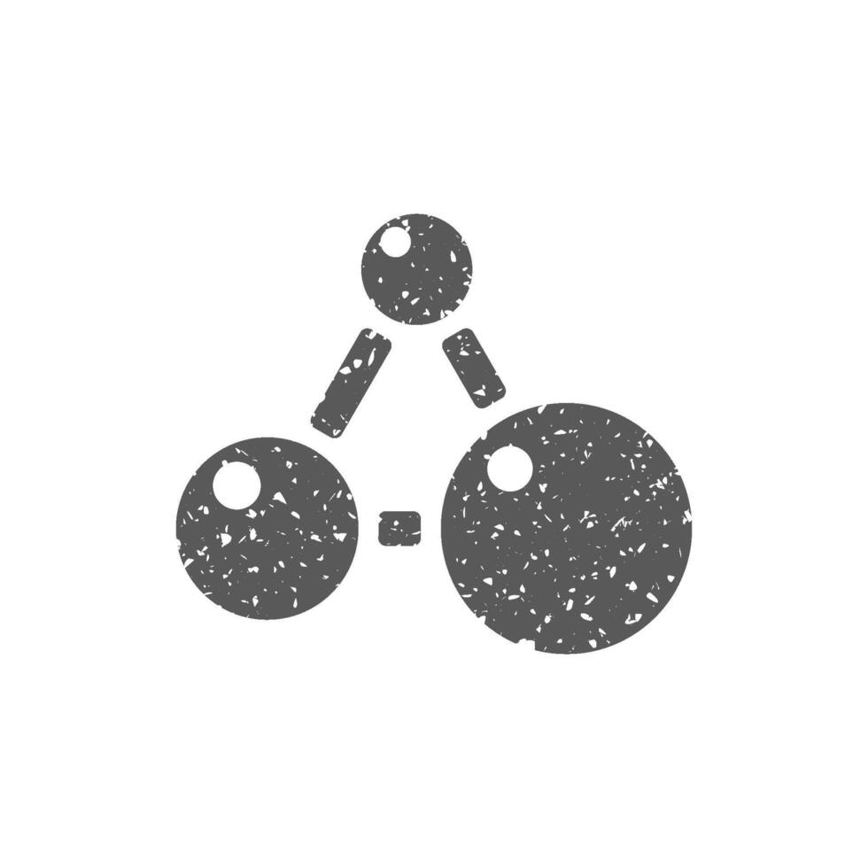 Connected dots icon in grunge texture vector illustration