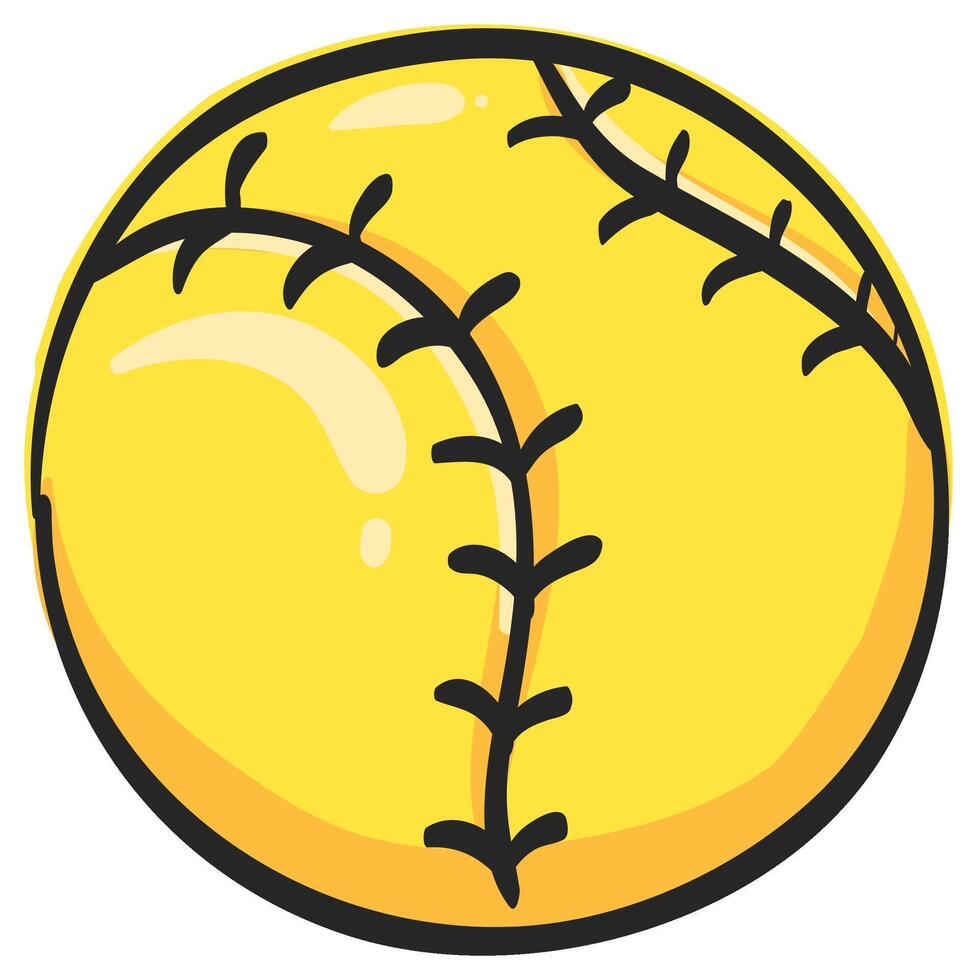 Baseball icon in hand drawn color vector illustration
