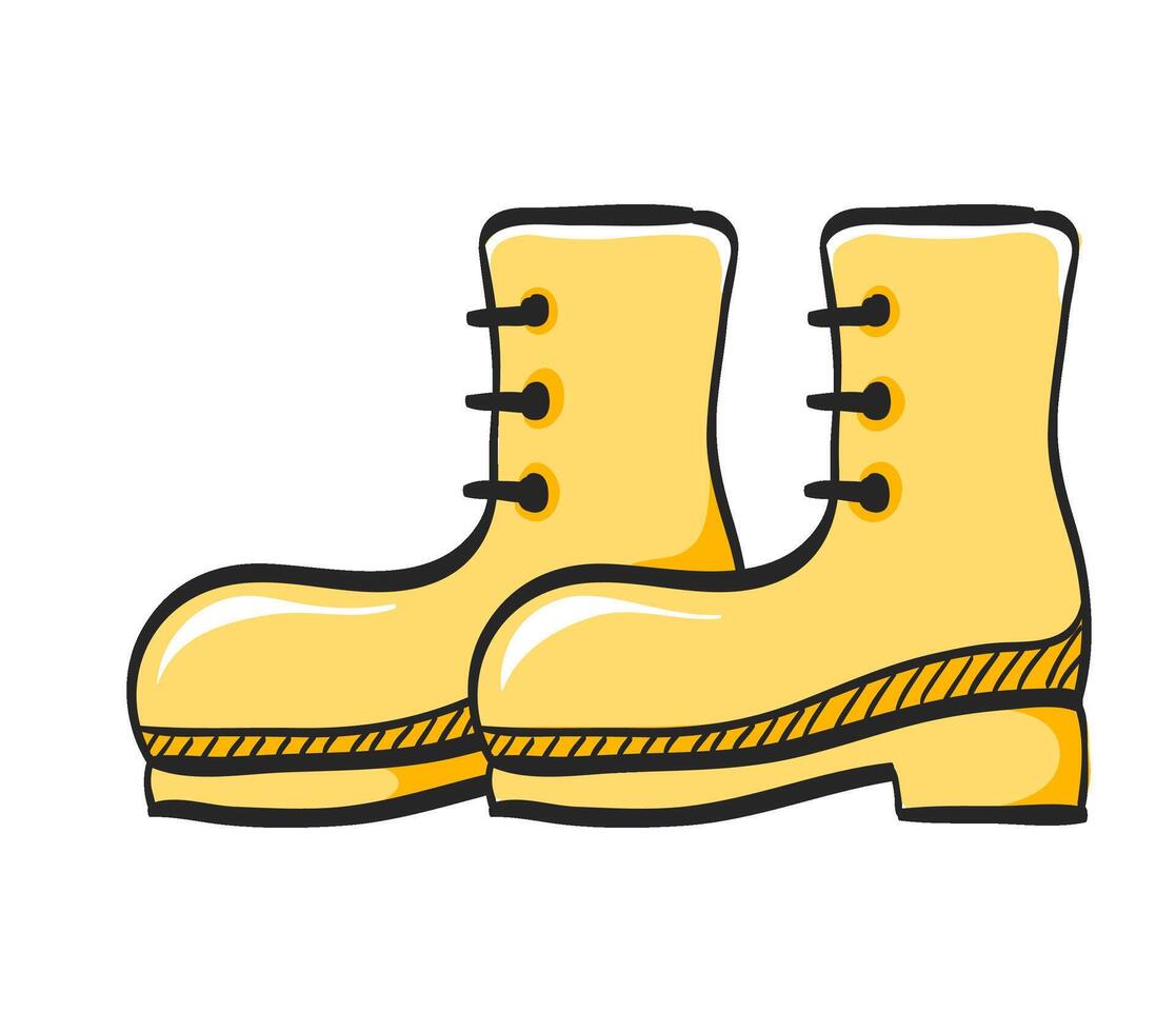 Boot icon in hand drawn color vector illustration