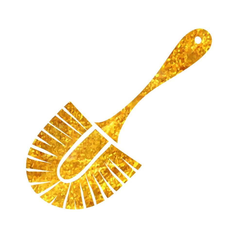 Hand drawn Brush icon in gold foil texture vector illustration