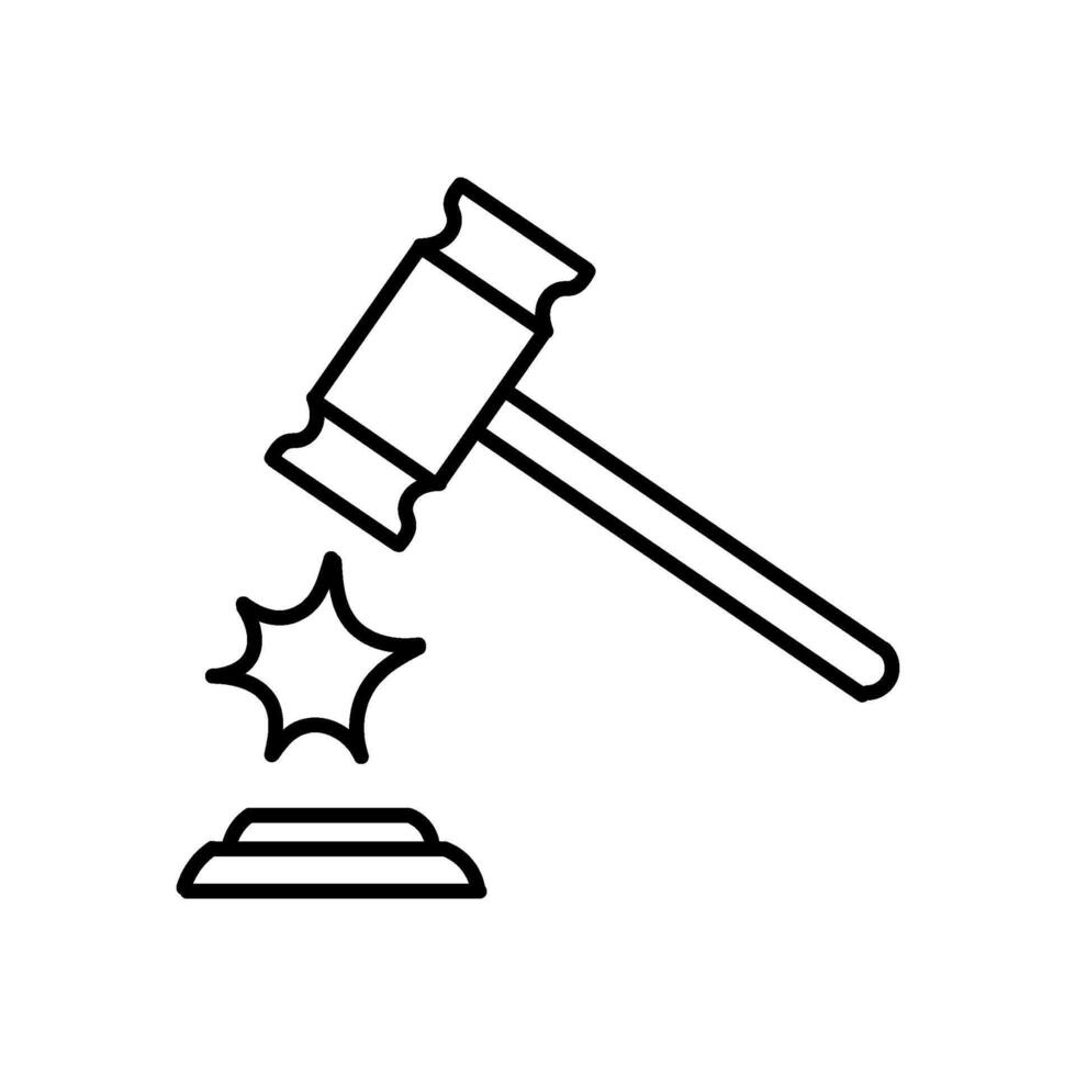 Judge gavel icon. Hand drawn vector illustration. Editable line stroke.