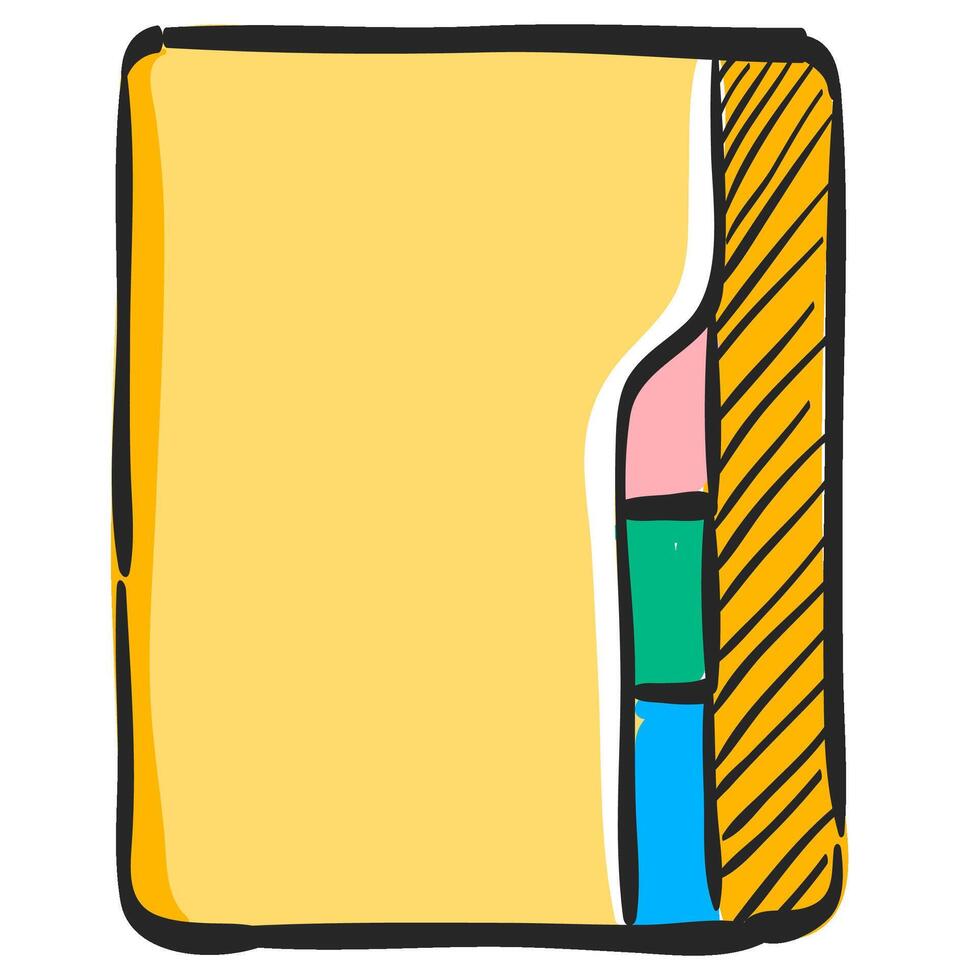 Folder icon in hand drawn color vector illustration