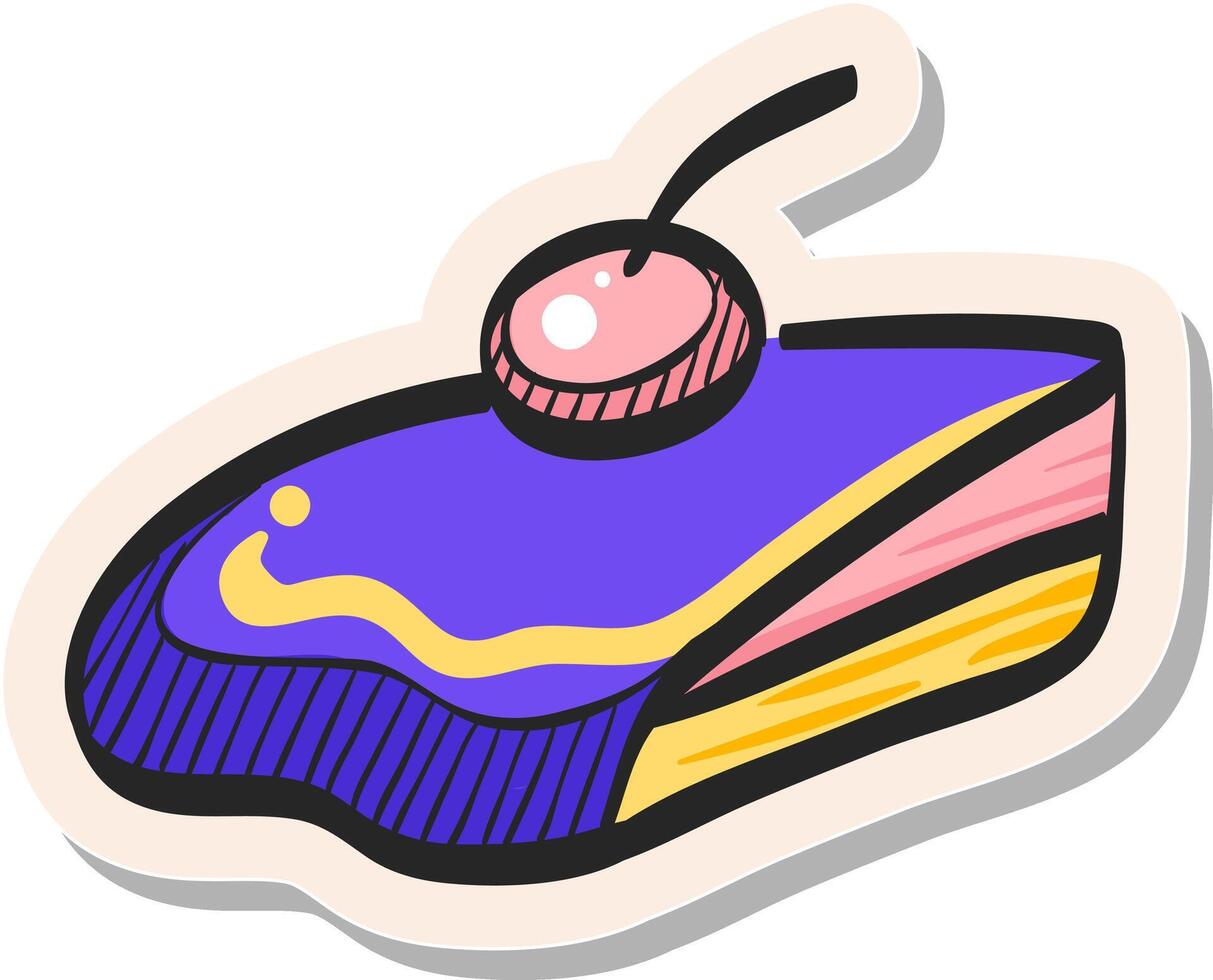 Hand drawn Cake icon in sticker style vector illustration