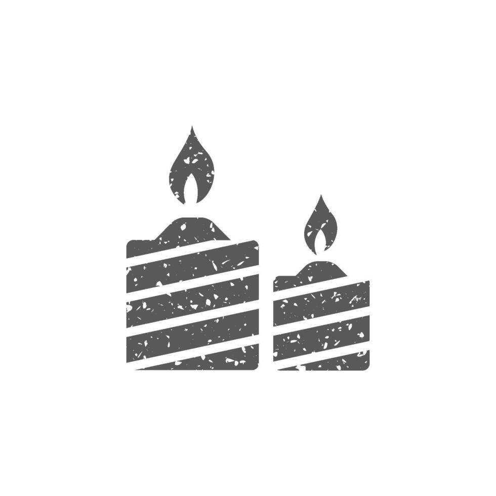 Candles icon in grunge texture vector illustration