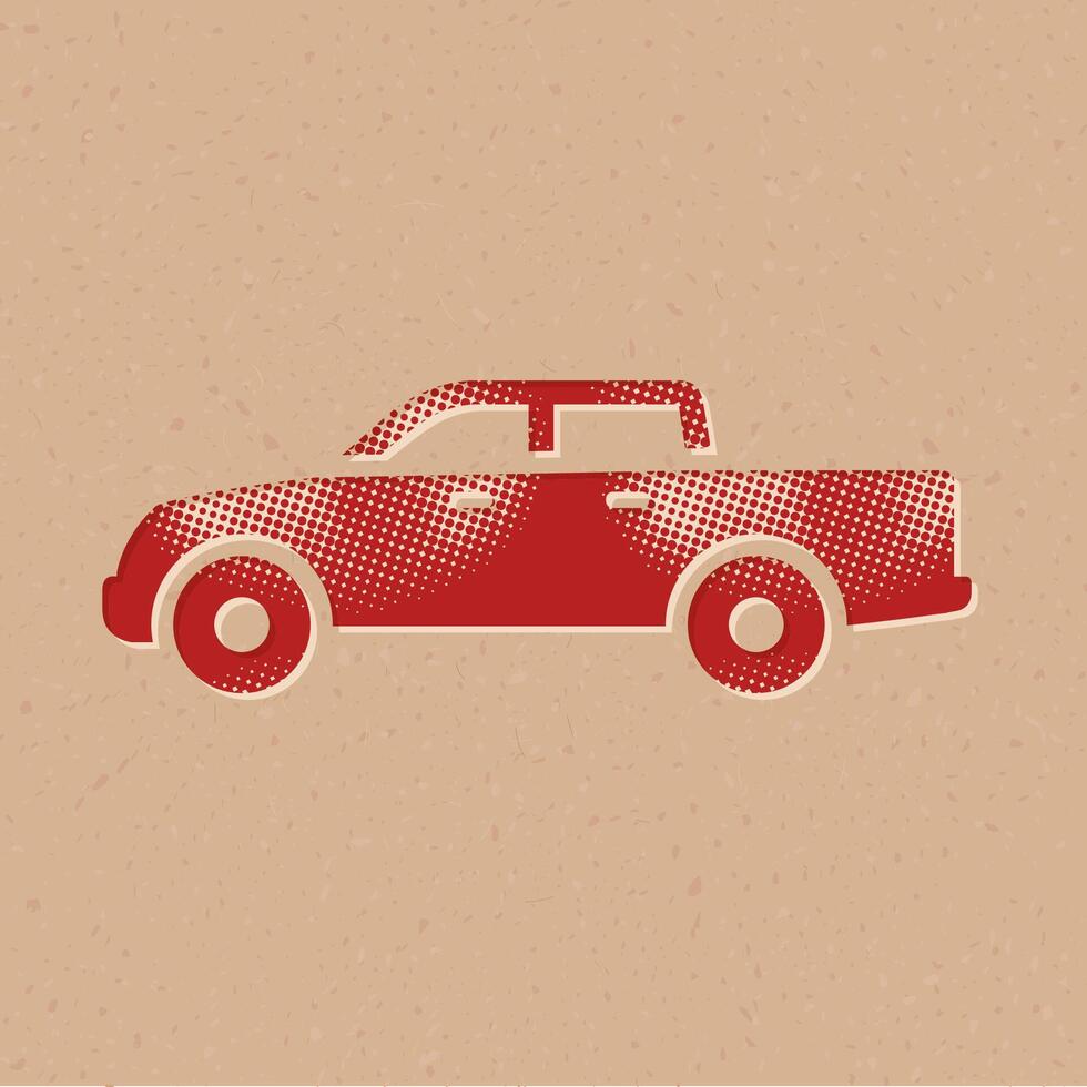 Car halftone style icon with grunge background vector illustration