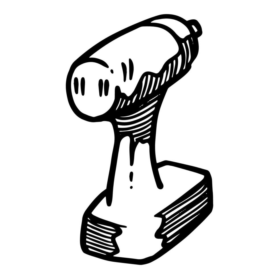 Electric impact driver icon. Hand drawn vector illustration. Woodworking tool