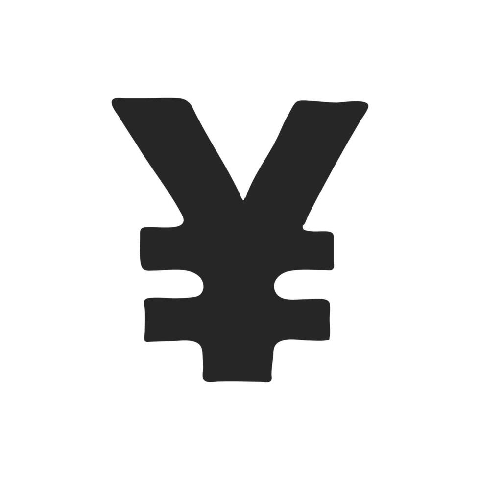 mano dibujado Japón yen símbolo vector ilustración
