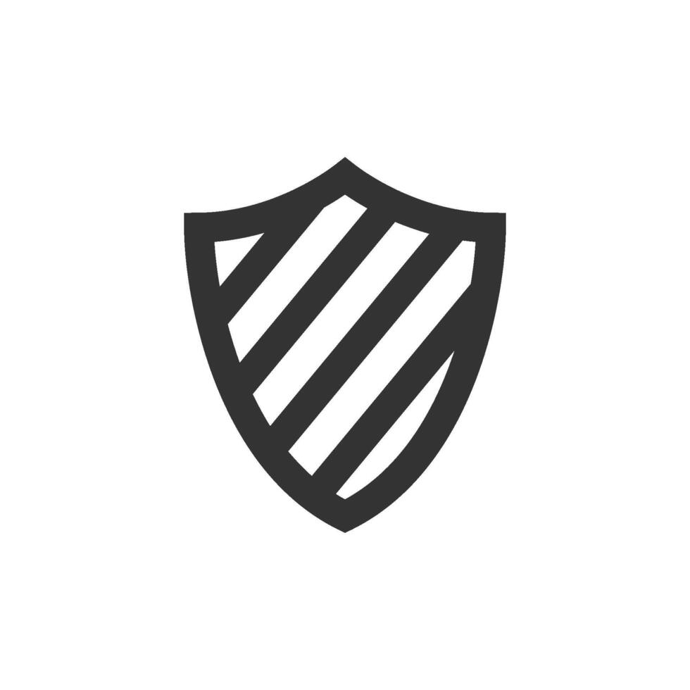 Shield icon in thick outline style. Black and white monochrome vector illustration.