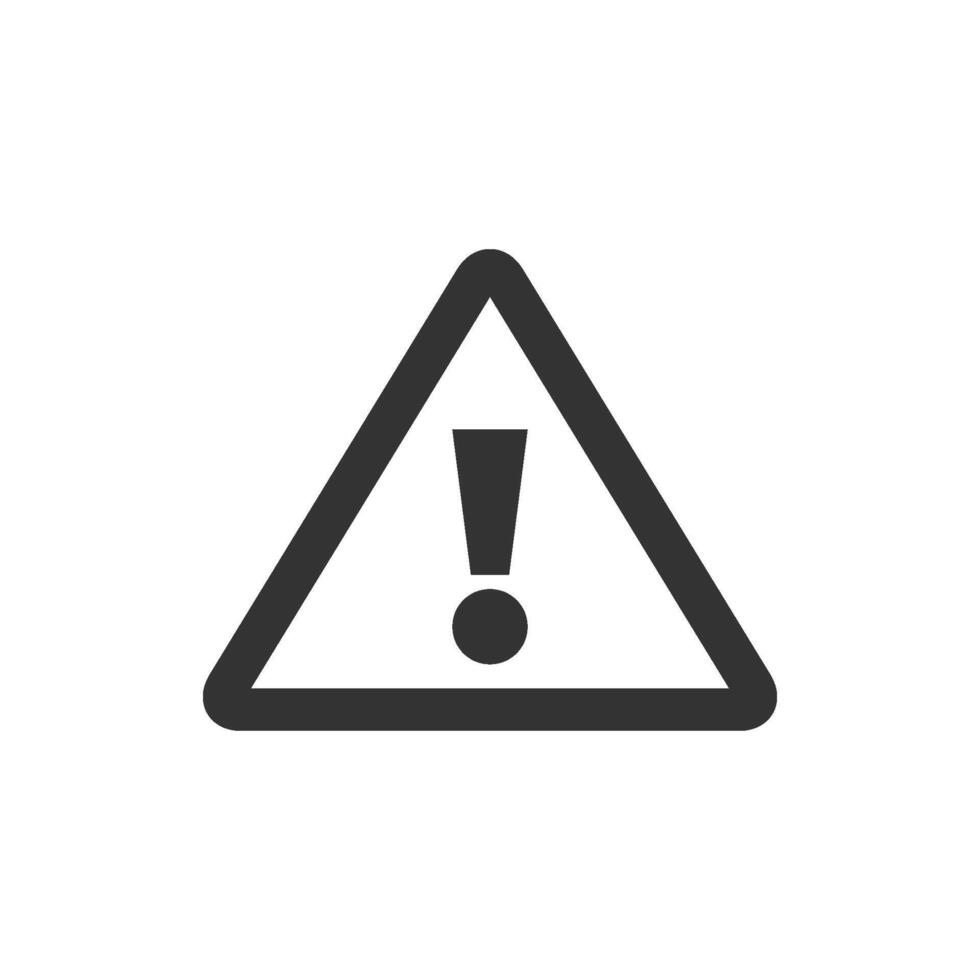 Warning sign icon in thick outline style. Black and white monochrome vector illustration.