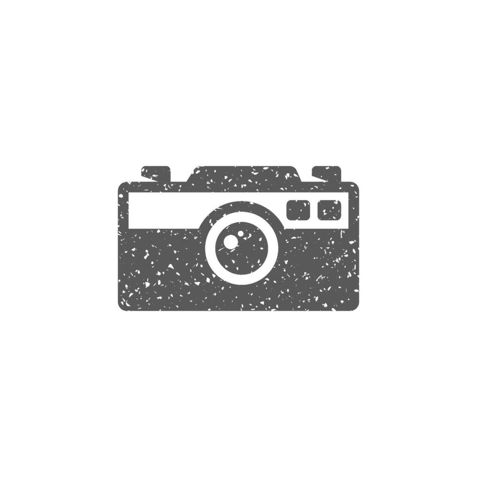 Range finder camera icon in grunge texture vector illustration