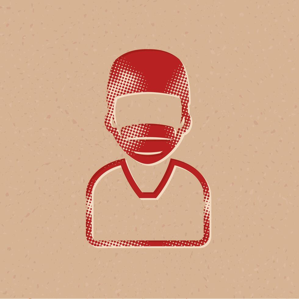 Surgeon halftone style icon with grunge background vector illustration