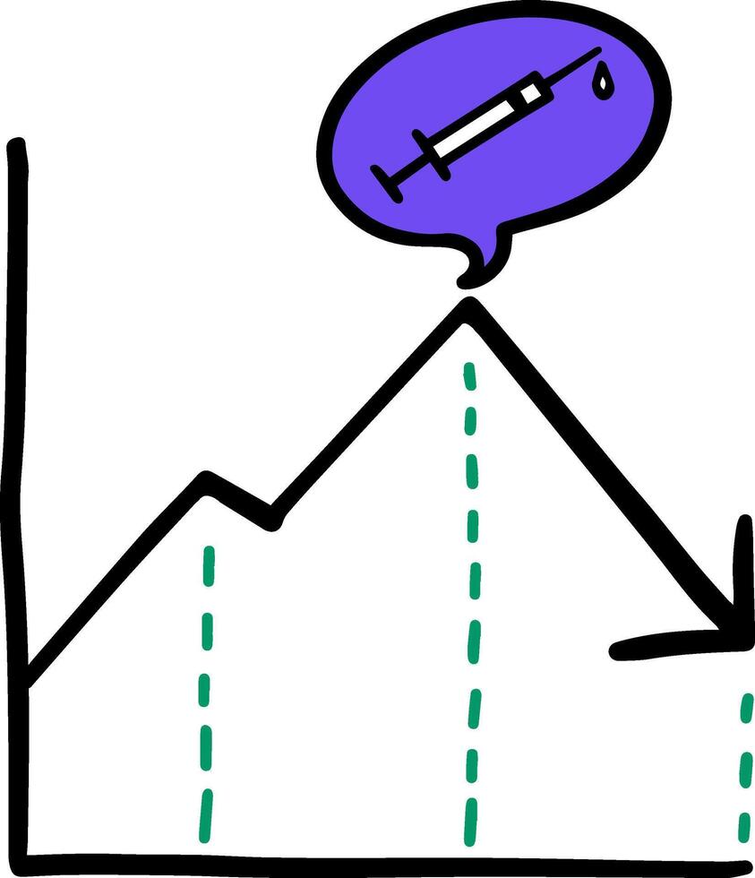 Hand drawn vaccination data chart concept icon color vector illustration