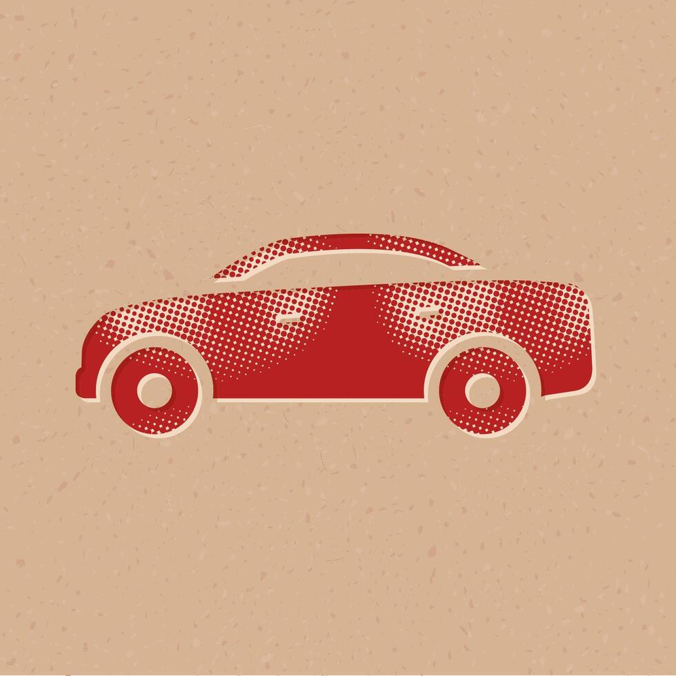 Car halftone style icon with grunge background vector illustration