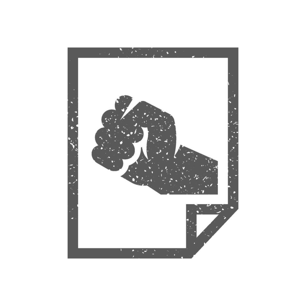 Hand fist icon in grunge texture vector illustration