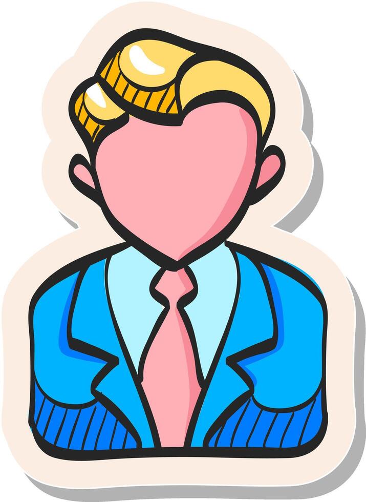 Hand drawn sticker style icon Businessman vector