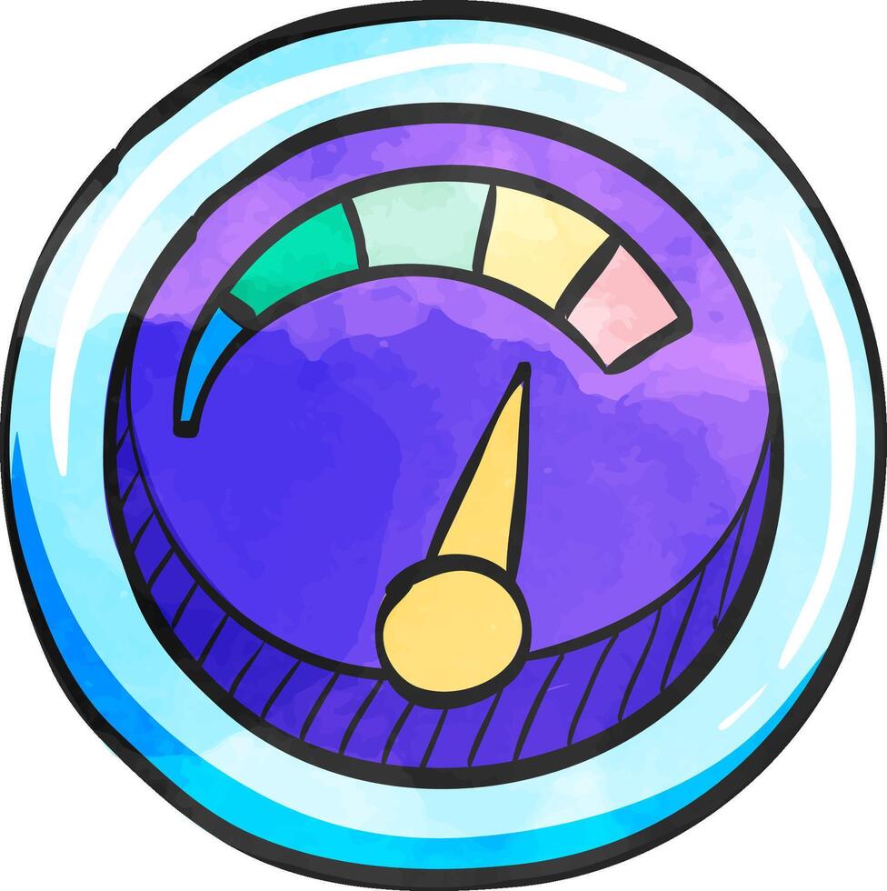 Dashboard icon in color drawing. Control panel, odometer, speedometer vector