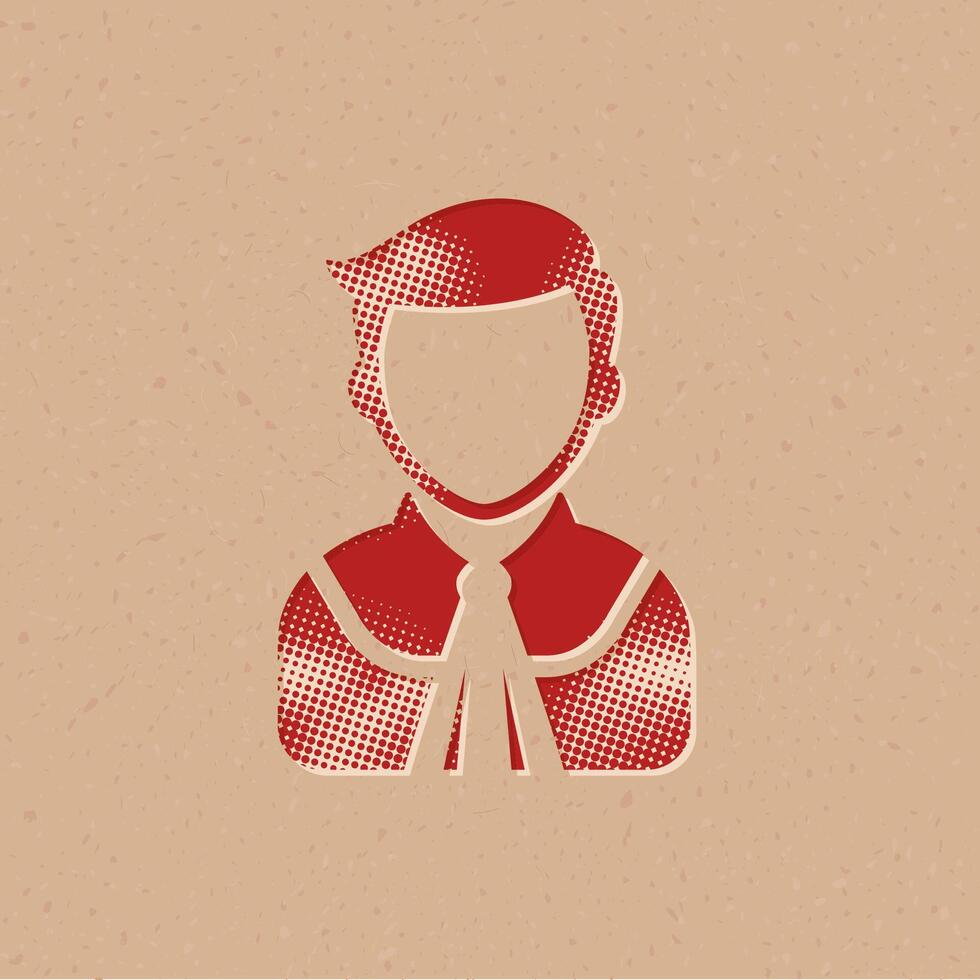 Judge avatar halftone style icon with grunge background vector illustration