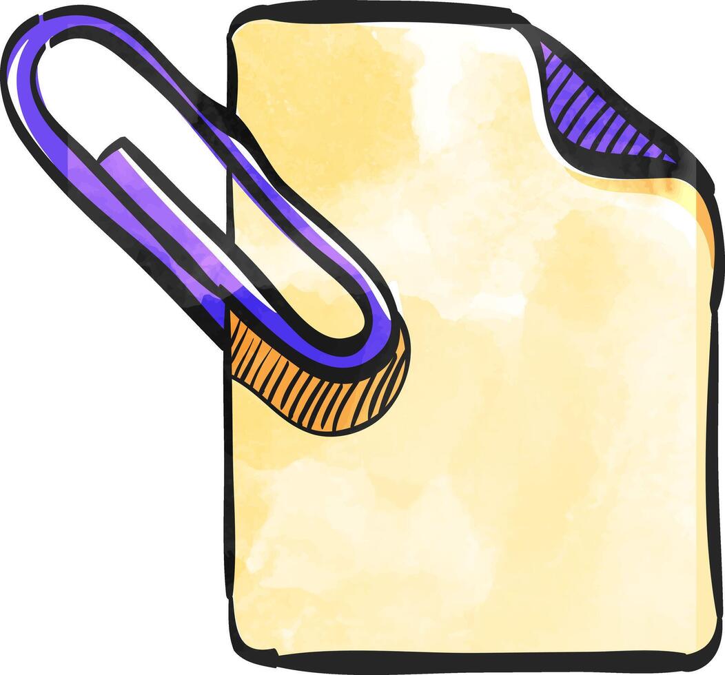 Attachment file icon in color drawing. Internet communication email message attach vector