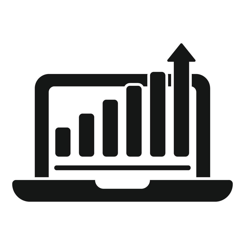 Laptop online management icon simple vector. Survey risk vector