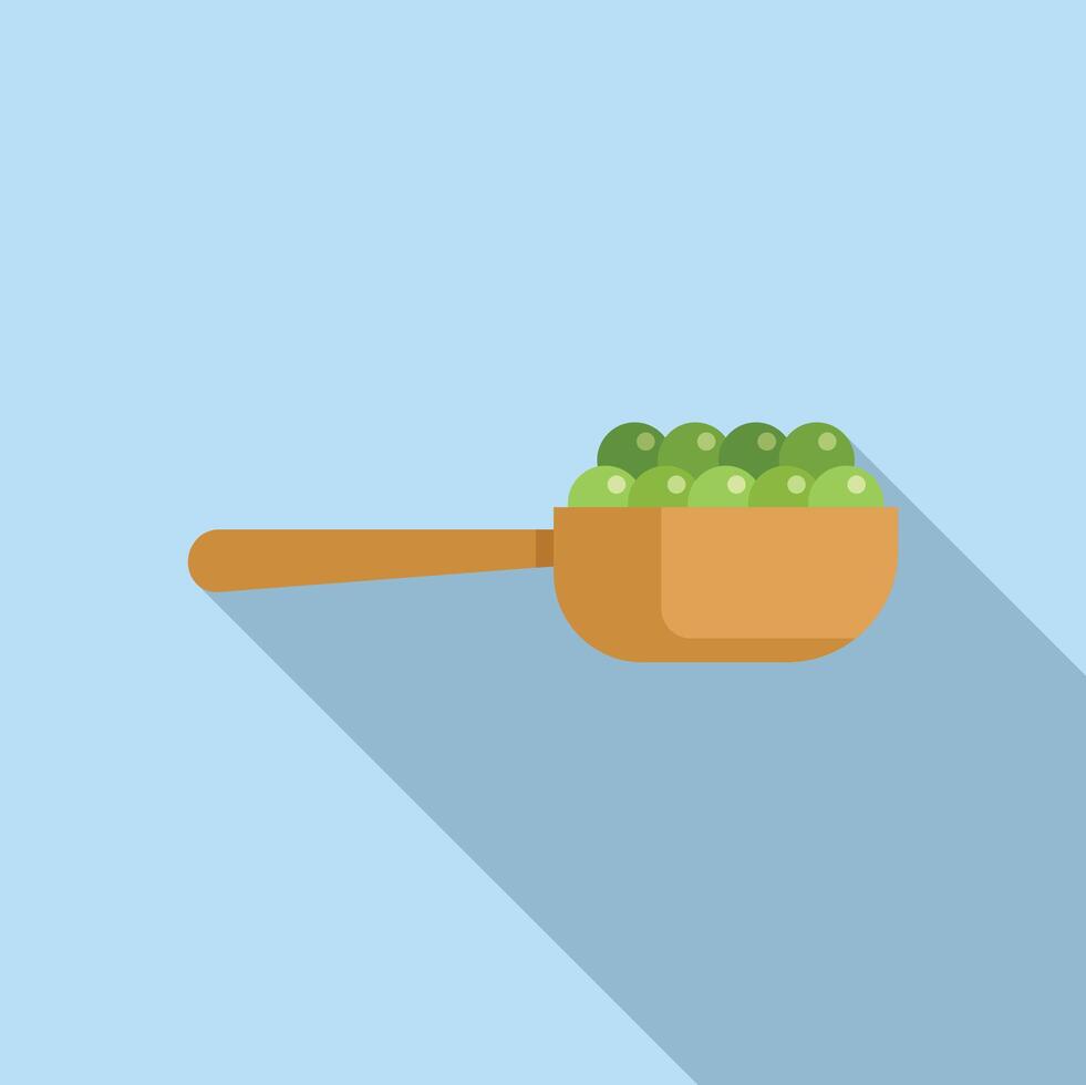 Wood spoon of lentil icon flat vector. Farmer food vector