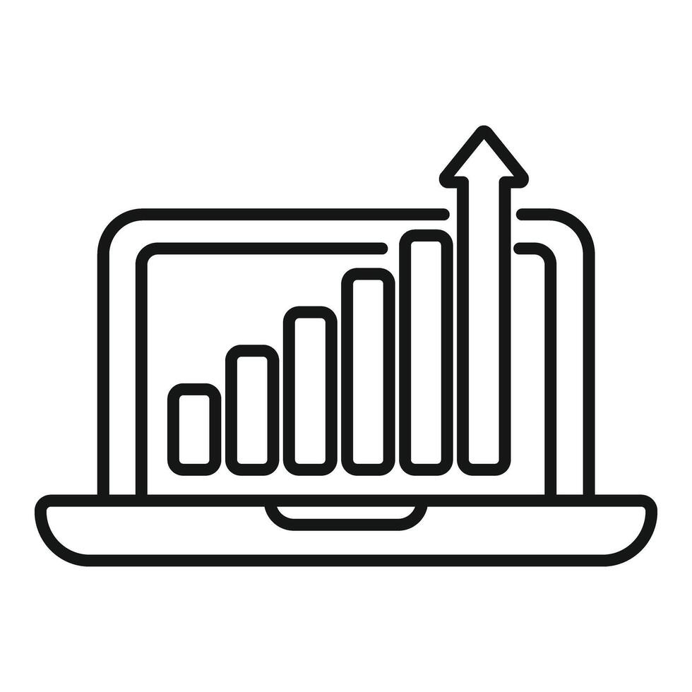 Laptop online management icon outline vector. Survey risk vector