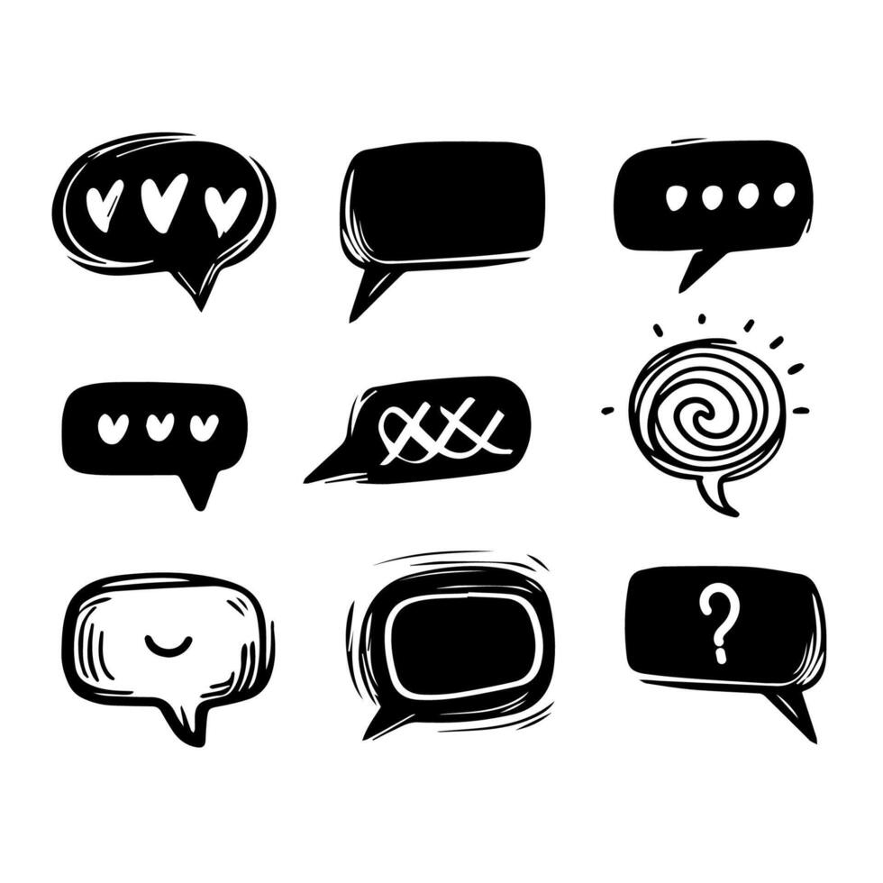 Set of abstract scribble doodles speech bubble chat vector