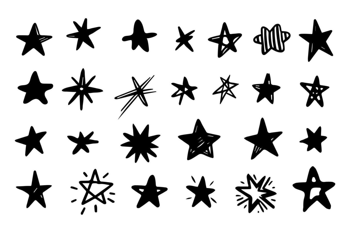Set of abstract scribble doodles stars vector